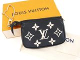 louis vuitton black monograme leather wrist bag with chain