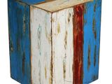 an image of a blue and white painted wooden cube