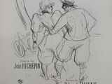 an old book with a drawing of two men talking to each other