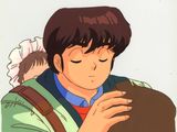 illustration d'animation représentant un jeune homme tenant un chat dans ses bras