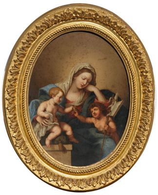 une image représentant un tableau où l'on voit une femme en train de lire un livre avec deux bébés