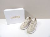 guess white leather sneakers with gold logo