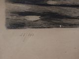 a black and white drawing of a boat on the water