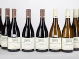 six bouteilles de vin sont alignées sur une table