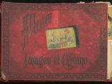 un vieux livre rouge sur lequel figure l'image d'un homme et d'une femme