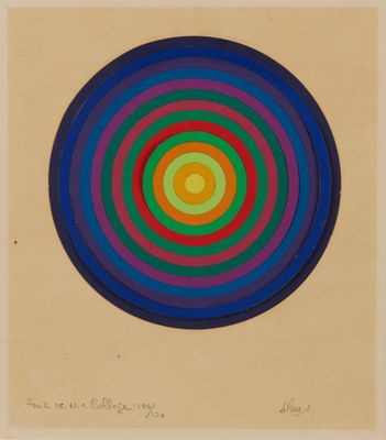 une image représentant un cercle coloré sur fond beige