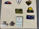 a picture of a magnet board with pins and magnets on it