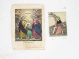 three religious paintings of jesus, mary, and jesus on a white background