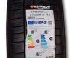 a close up of a tire with a sticker on it