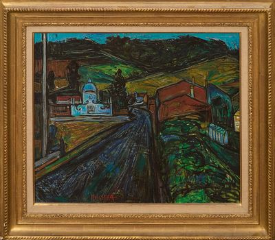 une image représentant un tableau où l'on voit un train qui avance sur les rails