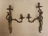 pair of antique brass wall sconces with candle holders