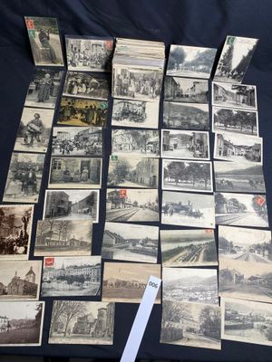 several old black and white photographs of a train station