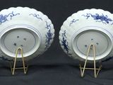 pair of chinese blue and white porcelain bowls on stands
