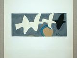an image of a painting of two birds flying over a bowl