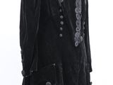 an image of a black velvet coat with buttons on it