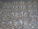 many empty wine glasses on the table ready to be served