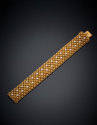 a gold and diamond bracelet, by van cleef
