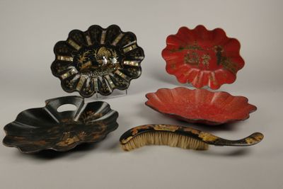 several different types of decorative objects are displayed on a white surface
