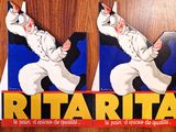 deux affiches représentant un homme en costume blanc et une femme en costume blanc