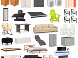 many different types of furniture displayed on this white background