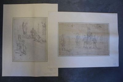 deux dessins représentant des personnes dans un parc, sur la même page