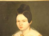 painting of a woman in a white dress holding a cat
