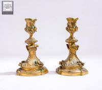 Paire de flambeaux en bronze doré (photo 3)