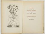 an open book with a drawing of a woman with flowers in her hair