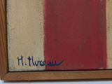 an image of a painting of a red and beige stripe