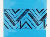 an image of a blue and black drawing of a chevroned pattern