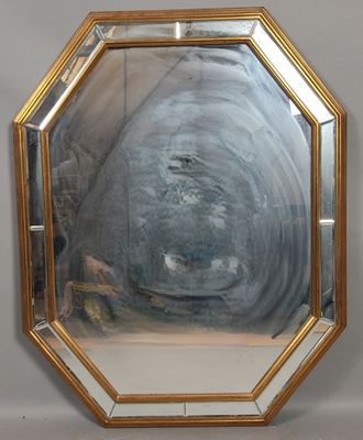 miroir octogonal avec cadre doré et bordure dorée