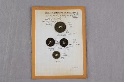 a piece of paper that has a bunch of buttons on it
