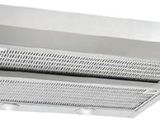 a close up of a stainless steel exhaust hood on a white background