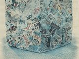 drawing of a pile of newspapers on a piece of paper