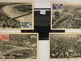 quelques vieilles cartes postales représentant une ville avec une rivière et un pont