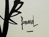 a black and white drawing of a plant on a white wall