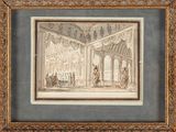 a drawing of a drawing of an interior with figures