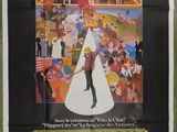 an old movie poster of a man standing in front of a door