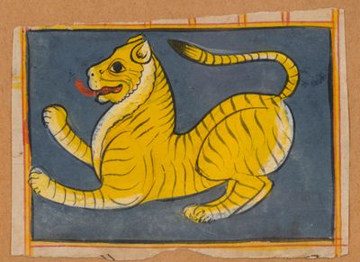 tableau représentant un tigre avec la langue qui sort de sa gueule