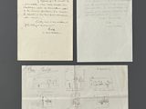 two pages of paper with a drawing of a kitchen and a drawing of a living room