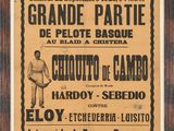 une vieille affiche représentant un homme tenant une batte de baseball devant un cadre en bois