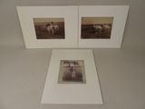 two black and white photos of horses in a field with trees
