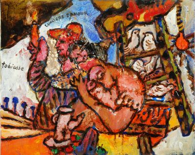 Théo TOBIASSE (1927-2012). Lumière d'Amour. Technique mixte …