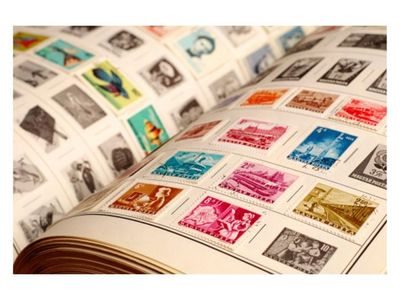 a book with stamps on the pages of it