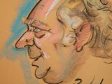 drawing of a man in profile with his head turned to the side
