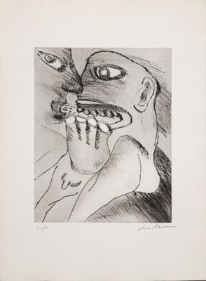 une image représentant le dessin d'un homme avec une cigarette à la bouche