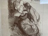 framed drawing of a woman sitting on the ground with a dog