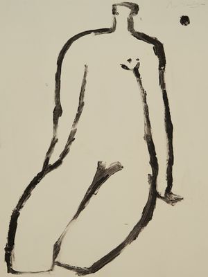 une image représentant le dessin d'une personne assise par terre
