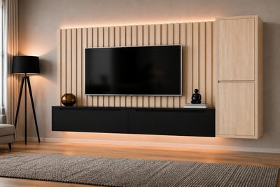 Ensemble meuble TV – Composition 2 caissons + colonne