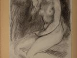 an image of a drawing of a nude woman sitting on the ground